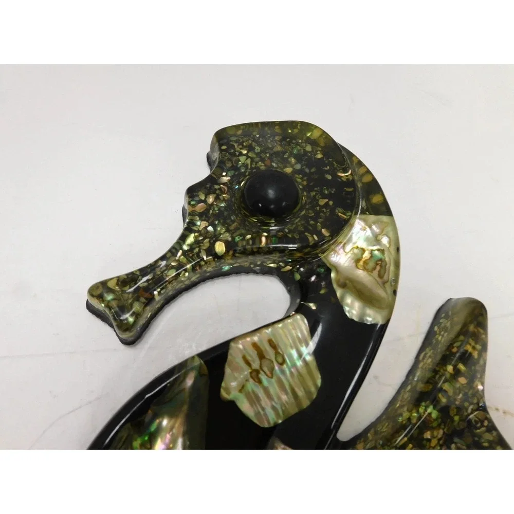 Bettys Shells Abalone Seahorse Wall Hanging Black Resin Coastal Decor DW752